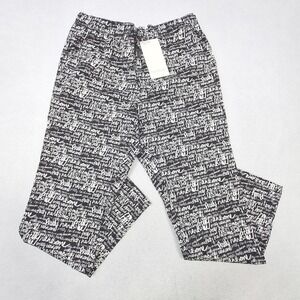 Wildfang Essential Drawstring Pant Womens Large Black White Script Print NWT